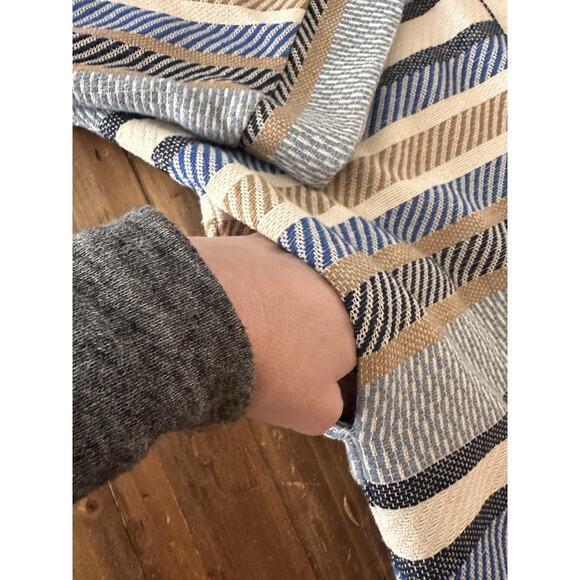 Vilagallo Open Front Cardigan Sweater Size Large (44) Stripped Knit Coverup - Picture 6 of 16